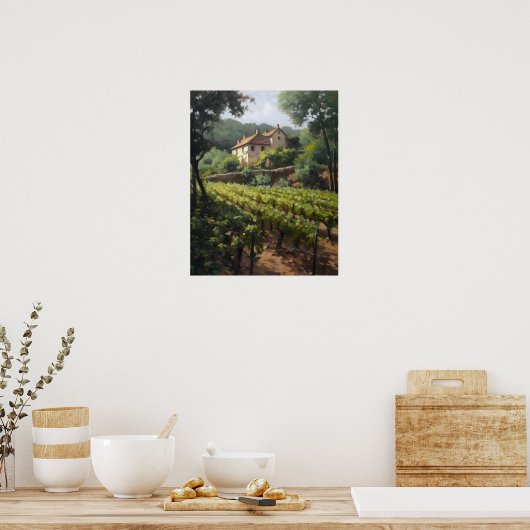Franse wijngaard Landscape Art Print Poster (Keuken)