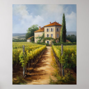 Franse wijngaard Landscape Art Print Poster