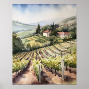 Franse wijngaard Landscape Art Print Poster