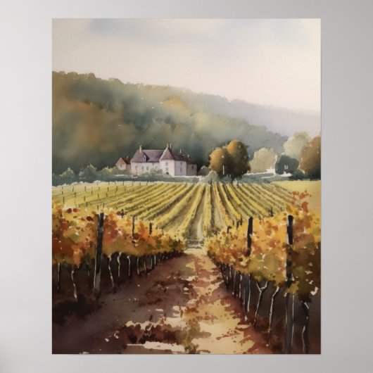 Franse wijngaard Landscape Art Print Poster (Voorkant)