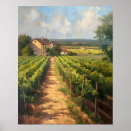 Franse wijngaard Landscape Art Print Poster