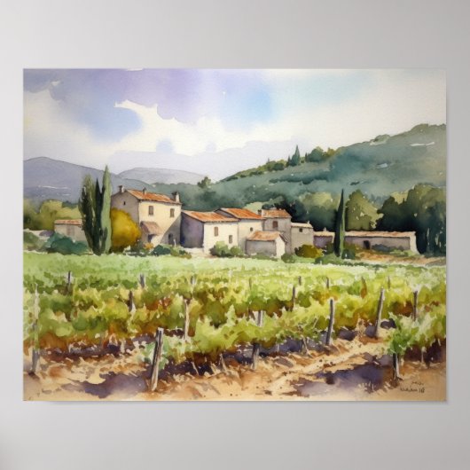 Franse wijngaard Landscape Art Print Poster (Voorkant)
