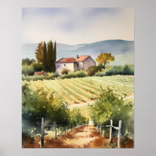 Franse wijngaard Landscape Art Print Poster