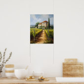 Franse wijngaard Landscape Art Print Poster (Keuken)