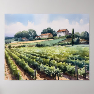 Franse wijngaard Landscape Art Print Poster
