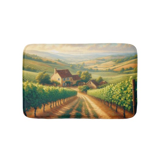 Franse wijngaard olieverfschilderij Decoupage Badmat (Voorkant)