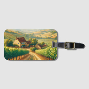 Franse wijngaard olieverfschilderij Decoupage Bagagelabel