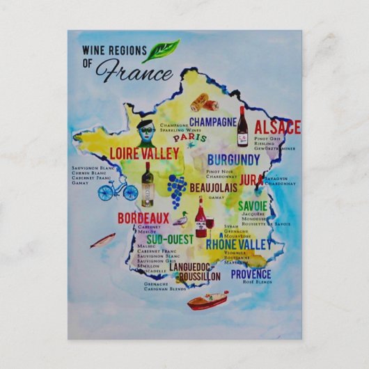Franse wijnregio kaart (Voorkant)