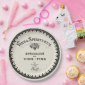  Franse wijntypografie op beige Papieren Bordje (Feest)