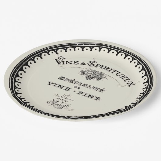  Franse wijntypografie op beige Papieren Bordje (Gekanteld)