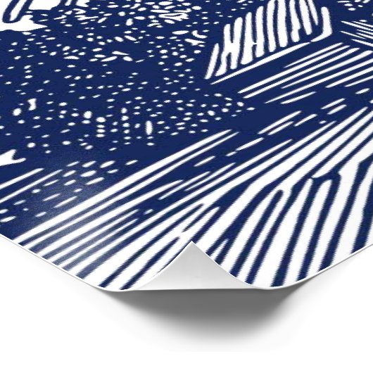 Franse Windmolen Blauwe Typografie  Moulin AD Perfect Poster (Hoek)