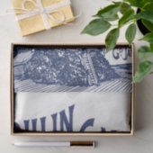 Franse windmollen blauwe typografie - Oude tekst l Tissuepapier (Geschenk)