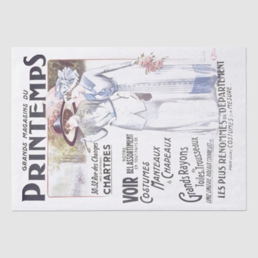 Franse winkelreclame Lente Dame Typography Decoupa Tissuepapier (Voorkant)