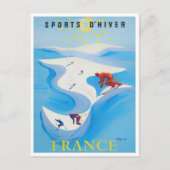 Franse wintersport vintonijn briefkaart (Voorkant)