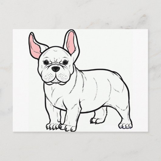 franse witte cartoon briefkaart (Voorkant)