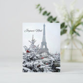 Franse witte kerst feestdagenkaart (Staand voorkant)