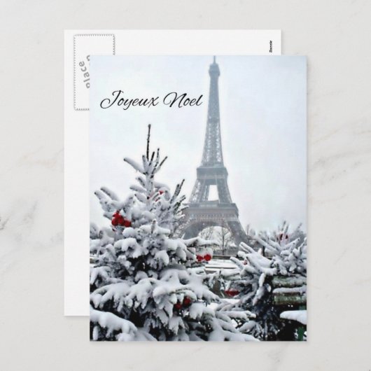 Franse witte kerst feestdagenkaart (Voorkant / Achterkant)