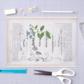 Franse woordenboek pagina Tekst Blauwe bloem Decou Tissuepapier (Craft)