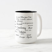 Franse woordenschat van proust tweekleurige koffiemok (Voorkant rechts)