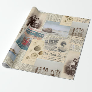 Franse zeewegkinderen collage Cadeaupapier
