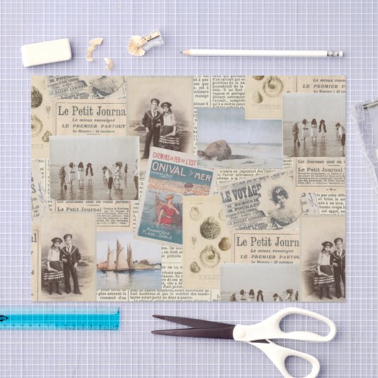  Franse zeewegkinderen collage Tissuepapier (Craft)