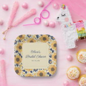 Franse Zonnebloem Gele Bruiloftsfeest Custom Papieren Bordje (Feest)