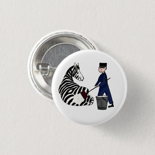 Franse Zookeeper Zebra Funny Stripes Ronde Button 3,2 Cm (Voorkant /achterkant)