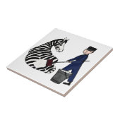 Franse Zookeeper Zebra Funny Stripes  Tegeltje (Zijkant)