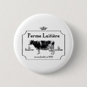  Franse zuivelfabriek met  Koe Ronde Button 5,7 Cm (Voorkant)