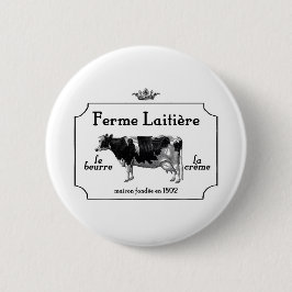  Franse zuivelfabriek met  Koe Ronde Button 5,7 Cm
