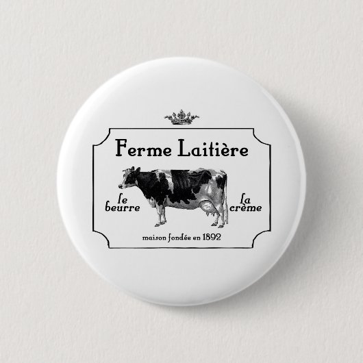 Franse zuivelfabriek met  Koe Ronde Button 5,7 Cm (Voorkant)
