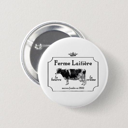  Franse zuivelfabriek met  Koe Ronde Button 5,7 Cm (Voorkant /achterkant)