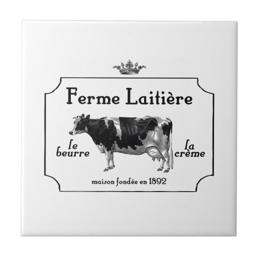  Franse zuivelfabriek met  Koe Tegeltje (Voorkant)