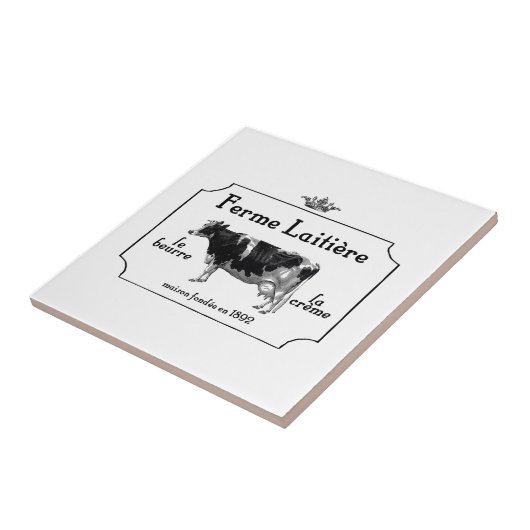  Franse zuivelfabriek met  Koe Tegeltje (Zijkant)