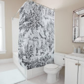 Franse zwart wit toilet Chinoiserie rustieke stijl Douchegordijn (In situ)