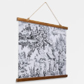 Franse zwart wit toilet Chinoiserie rustieke stijl Hangend Wandkleed (Gebogen)