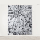 Franse zwart wit toilet Chinoiserie rustieke stijl Wandkleed (Voorkant)