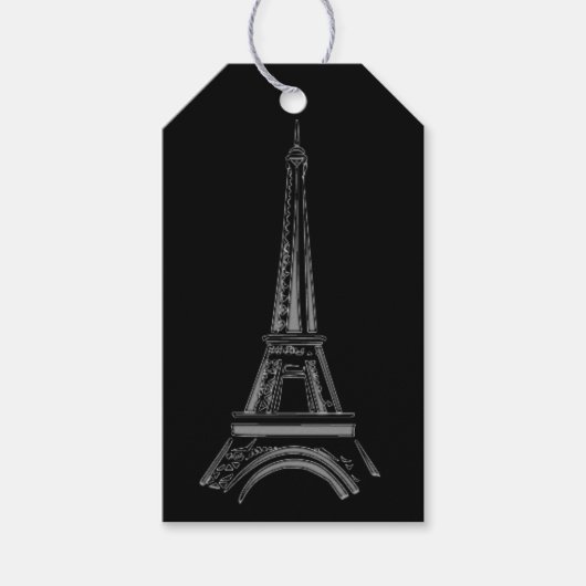 Franse Zwarte Eiffeltoren, Parijs Cadeaublaadjes Cadeaulabel (Voorkant)
