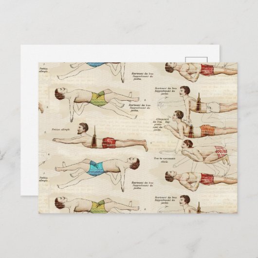 Franse zwemmers Briefkaart (Voorkant / Achterkant)