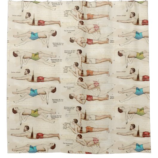 Franse zwemmers Douchegordijn (Voorkant)