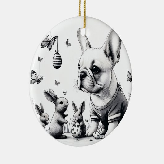 Fransen en konijnen keramisch ornament (Rechts)