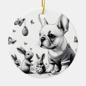 Fransen en konijnen keramisch ornament (Voorkant)