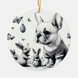 Fransen en konijnen keramisch ornament