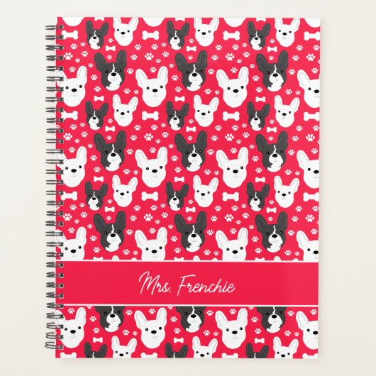 fransen frans buldog patroon wekelijks maandelijks planner (Voorkant)