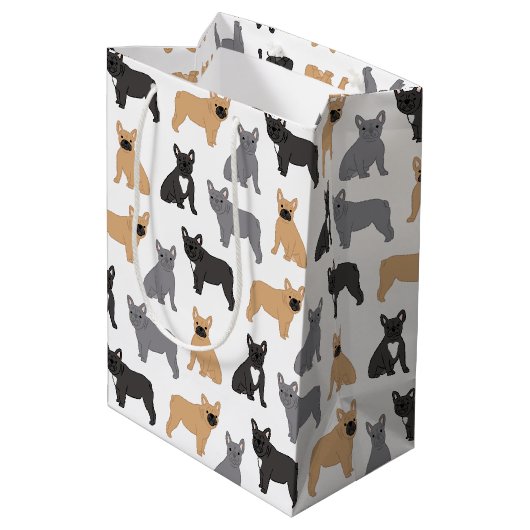 Fransen Franse Bulldog - Kies uw kleur! Medium Cadeauzakje (Achterkant Gekanteld)