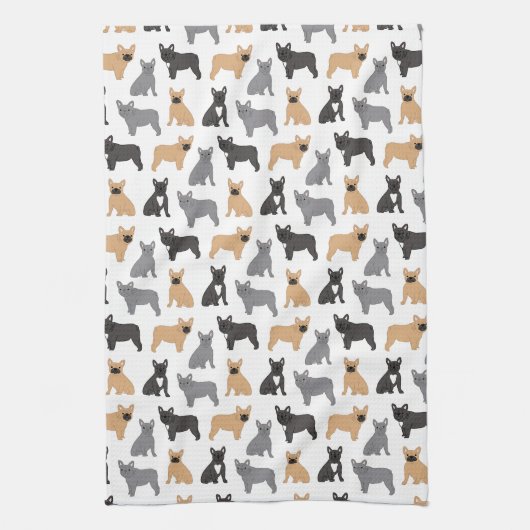 Fransen Franse Bulldog - Kies uw kleur! Theedoek (Verticaal)