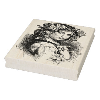  FransGypsy Meisje met Bloemen Rubber Stamp Rubberstempel