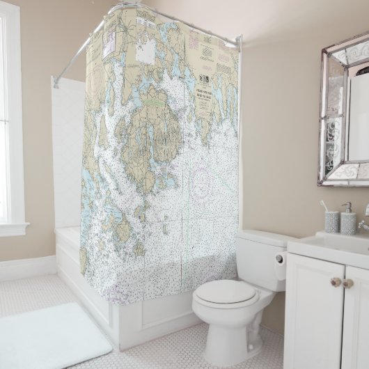 Fransman en Blue Hill Bays en benaderingen Grafiek Douchegordijn (In situ)