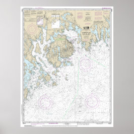 Fransman en Blue Hill Bays en benaderingen Grafiek Poster