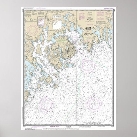 Fransman en Blue Hill Bays en benaderingen Grafiek Poster (Voorkant)